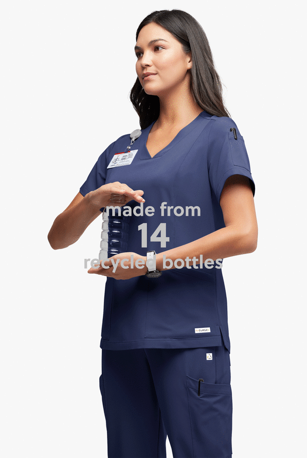 Blusa médica ReSurge Ruby con cuello en V y 5 bolsillos para mujer - Navy - 5