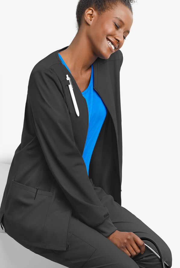 Chaqueta médica Cherokee Workwear Professionals Active STRETCH con cremallera y 4 bolsillos para mujer - Black - 6