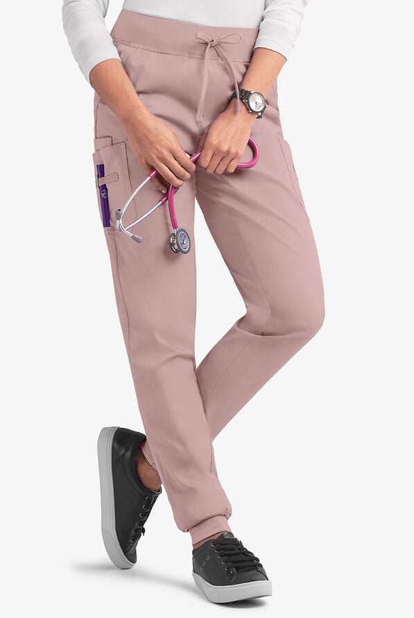 Butter-Soft STRETCH Women's 5-Pocket Cargo Jogger Scrub Pants - Mauve Shadow - 1