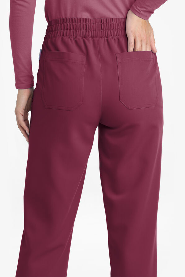 Pantalón médico MOVEMENT by Butter-Soft Mira con piernas anchas y 6 bolsillos para mujer - Wine - 3