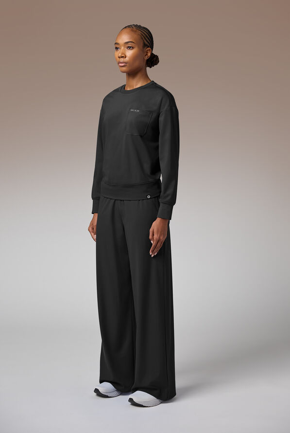 Hypothesis Omni Base Women's Knit Crew Neck Scrub Pullover - Jet Black - 3