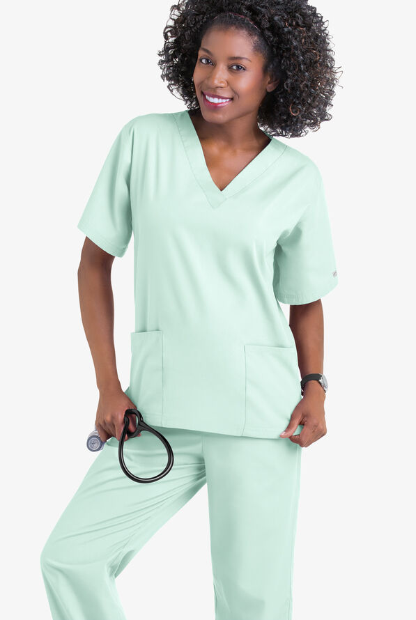 Butter-Soft Core Women's 2-Pocket V-Neck Scrub Top - Cooling Oasis - 2