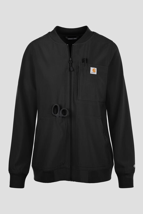 Carhartt Force Cross-Flex Rugged Flex Women's 6-Pocket Rib Trim Lightweight Zip Bomber Scrub Jacket
