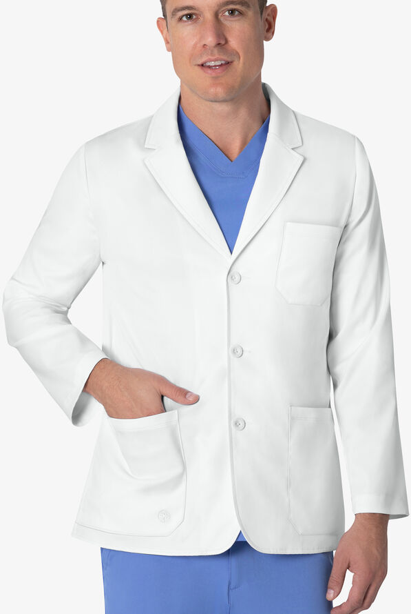 Healing Hands White Coat Minimalist Men's 30 ½" 5-Pocket STRETCH Lab Coat - White - 2