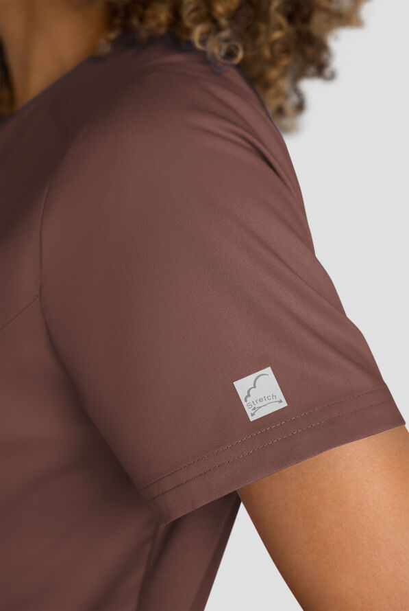 Butter-Soft STRETCH FLXTEK+ Women's 3-Pocket Crew Neck Scrub Top - French Roast - 7