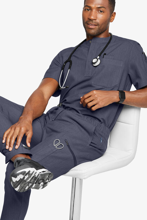 Pantal&oacute;n m&eacute;dico Movement by Butter-Soft STRETCH estilo cargo con 8 bolsillos para hombre - Indigo Heather - 8