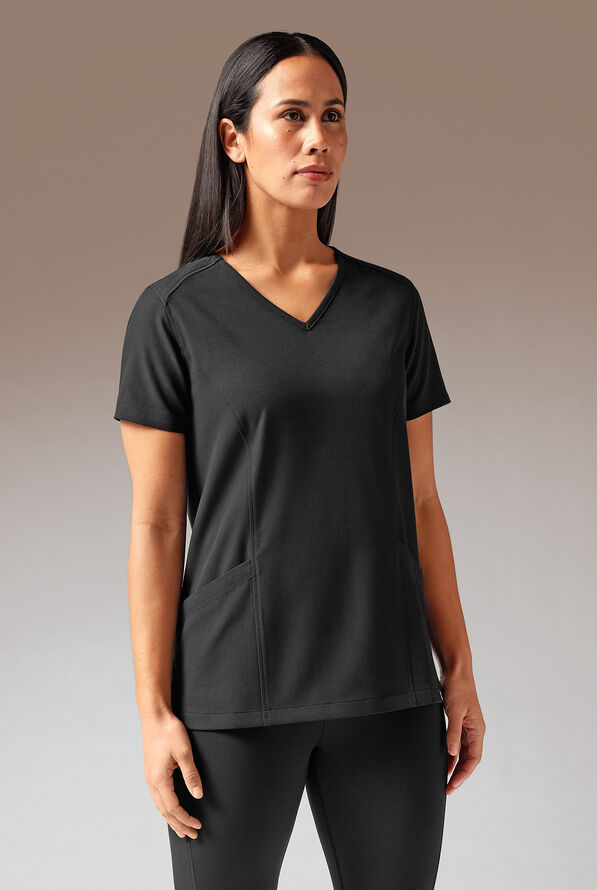Blusa médica Hypothesis Meta-Base 2 con cuello en V y 2 bolsillos para mujer - Jet Black - 1