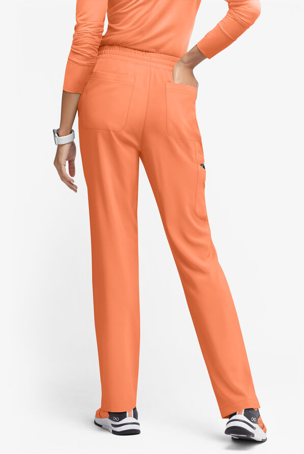 Easy STRETCH Naya Women’s Natural Waist 6-Pocket Straight Leg Scrub Pants - Petite - CORAL HAZE/GLAM PINK - 5