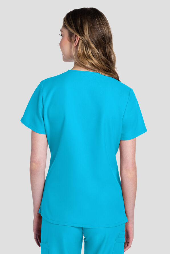 Blusa m&eacute;dica Cherokee Workwear Originals Ultra con cuello en V y 2 bolsillos para mujer - Turquoise - 3