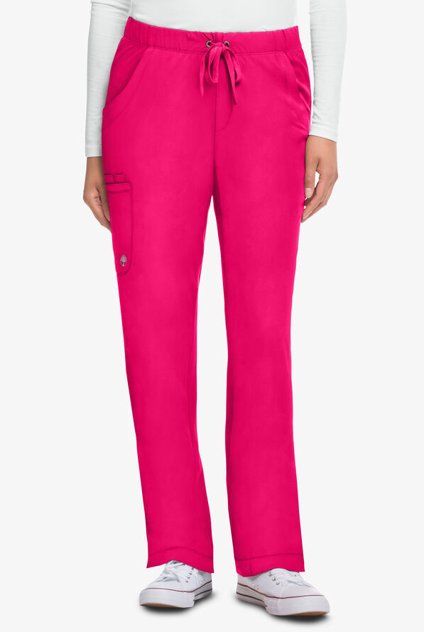HH Works by Healing Hands Rebecca Women's 6-Pocket STRETCH Drawstring Waist Cargo Scrub Pants - Petite - Carnation Pink - 1