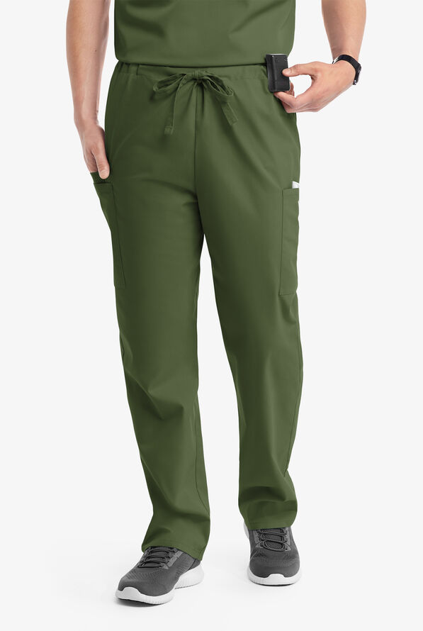 Butter-Soft Core Scrubs Unisex 4-Pocket Cargo Drawstring Scrub Pants- New and Improved - Olive - 1
