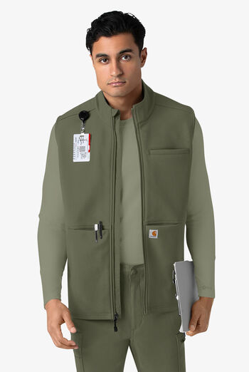 Carhartt Force Rugged Men's 6-Pocket Bonded Fleece Utility Zip Front Scrub Vest