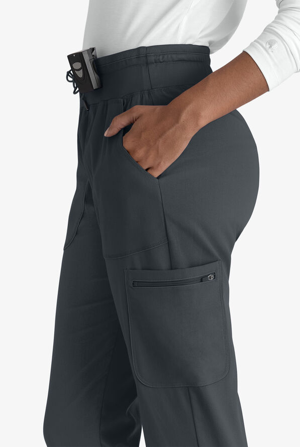 Pantalón médico Grey's Anatomy Spandex STRETCH Carly estilo cargo jogger con 7 bolsillos para mujer - Steel Gray - 2