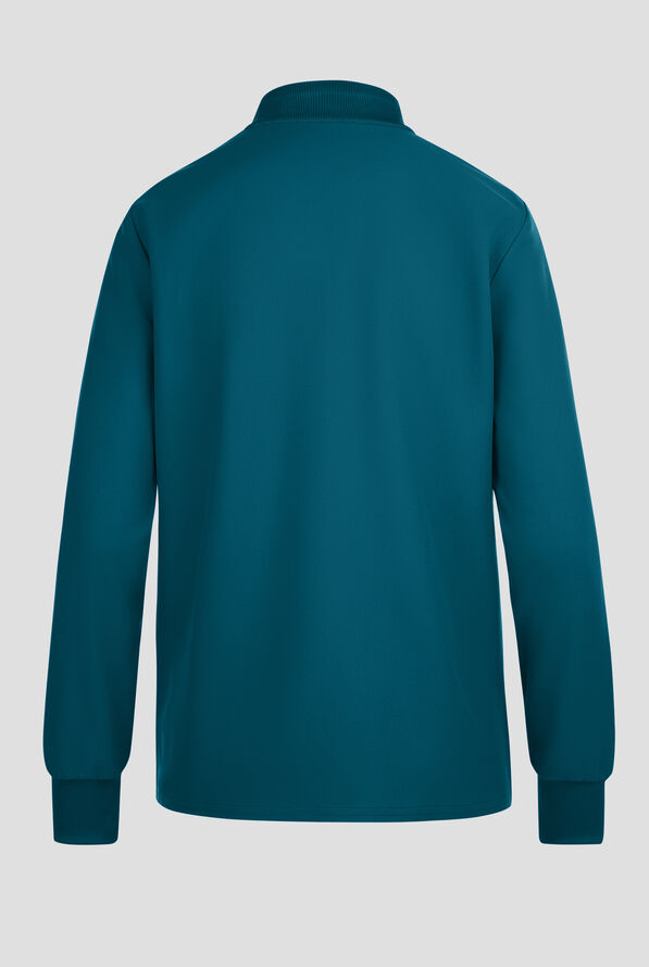 Cherokee Workwear Originals Ultra Women's 2-Pocket Crew Neck Zip Front Scrub Jacket - Caribbean Blue - 2