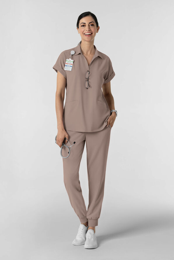 Wink Renew Women's 6-Pocket STRETCH Flat Front Drawstring Cargo Jogger Scrub Pant - Haze - 5