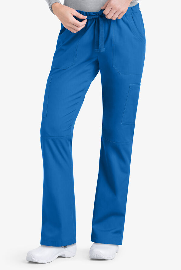 Pantalón médico UA Best Buy estilo cargo con cordón y 6 bolsillos para mujer - Royal - 1