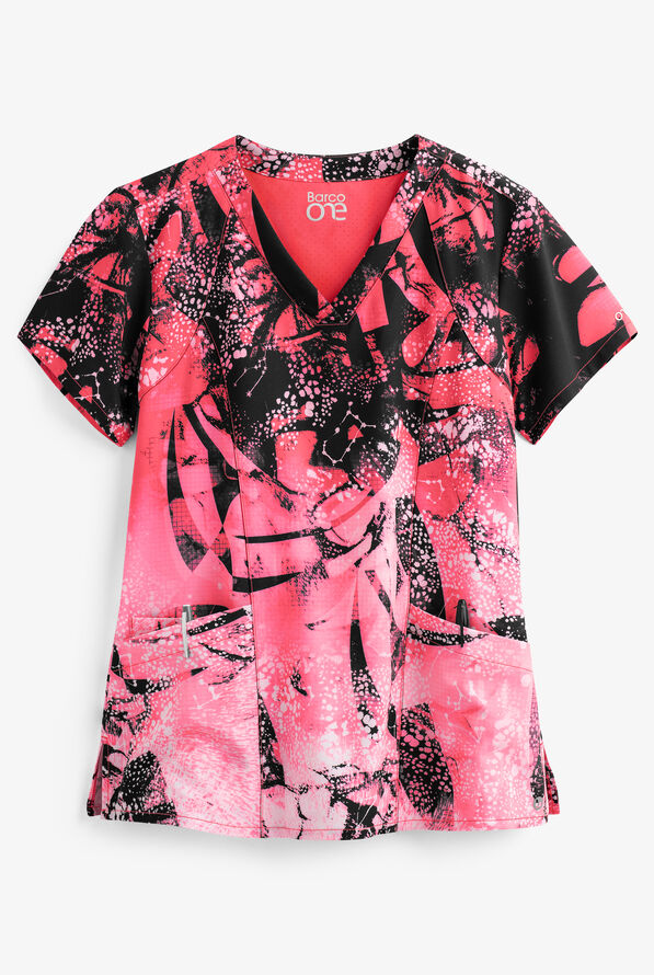 Barco One Crystal Shallows VNeck Print Scrub Top, Nursing Scrubs