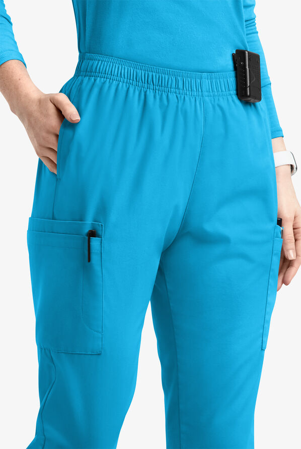 Pantalón médico Butter-Soft Originals estilo jogger cargo con 7 bolsillos y piernas pitillo para mujer - Turquoise - 2
