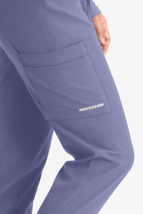 Skechers by Barco Theory Women's 4-Pocket STRETCH Cargo Jogger Scrub Pants - Ceil Blue - 2