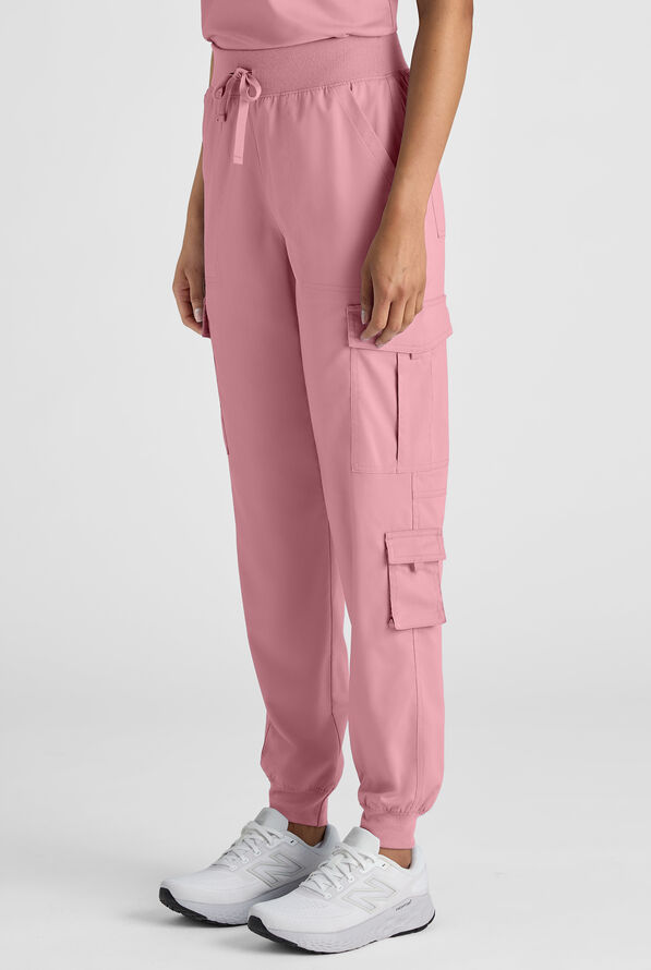 Butter-Soft STRETCH FLXTEK+ Women's 8-Pocket Cargo Jogger Scrub Pant - Cosmo Pink - 2