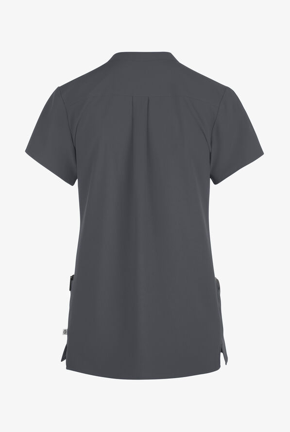 Wink Renew Women's 4-Pocket STRETCH Mandarin Collar Scrub Top - Pewter - 2