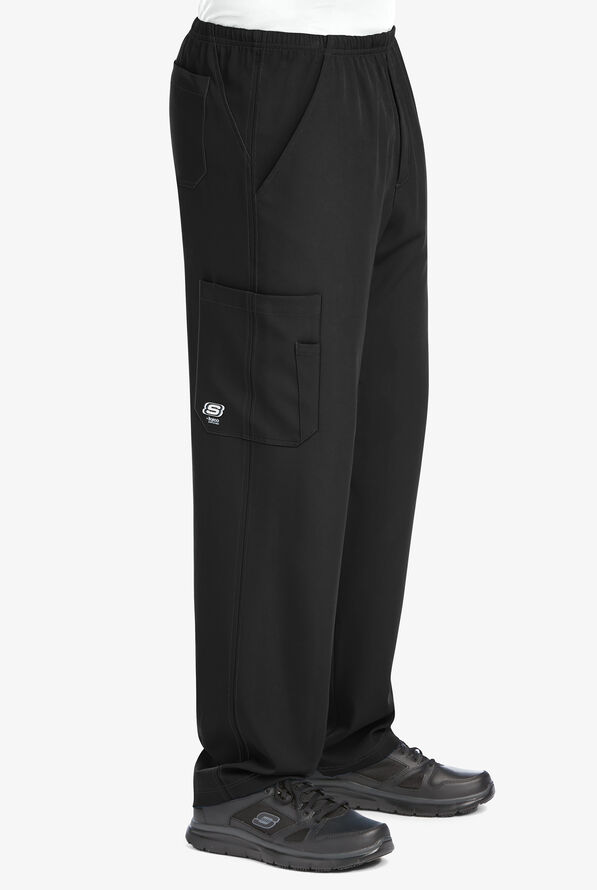 Skechers by Barco Structure Men's 4-Pocket STRETCH Cargo Scrub Pants - Black - 3