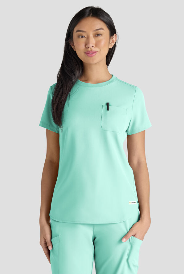 Blusa m&eacute;dica ReSurge Citrine con cuello redondo y 1 bolsillo para mujer - Jelly Mint - 3