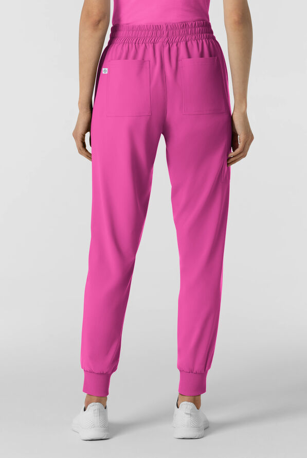 Wink Renew Women's 6-Pocket STRETCH Flat Front Drawstring Cargo Jogger Scrub Pant - Raspberry - 4