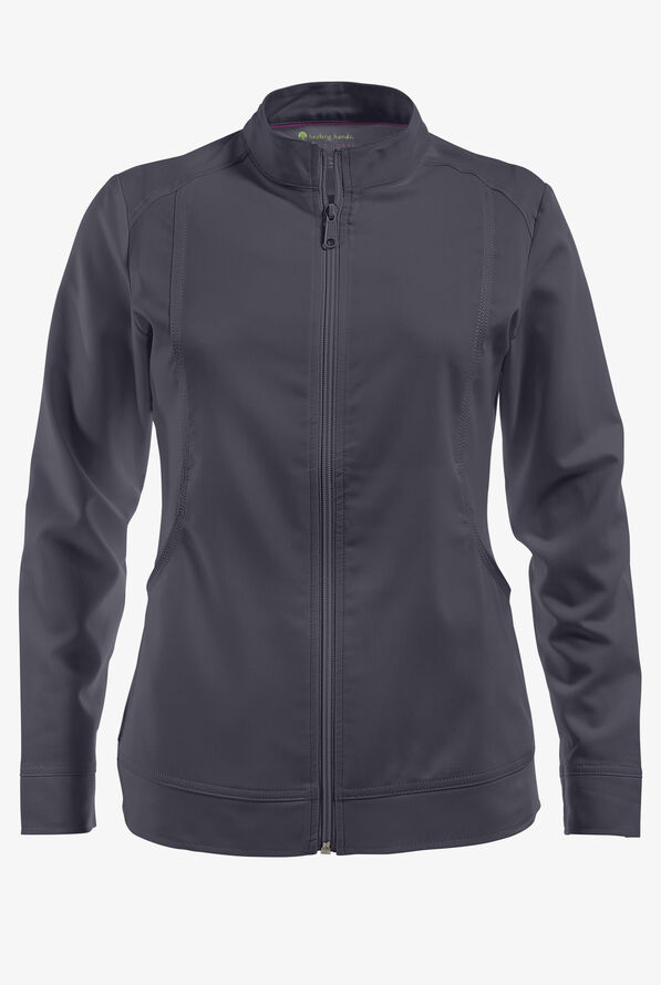 Healing Hands Purple Label Dakota Women's 2-Pocket STRETCH Scrub Jacket - Pewter - 1