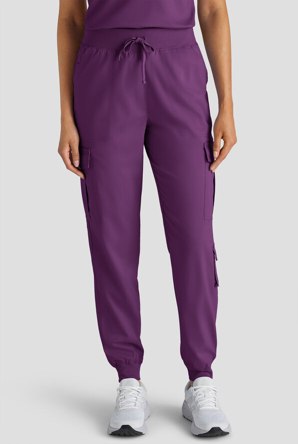 Butter-Soft STRETCH FLXTEK+ Women's 8-Pocket Cargo Jogger Scrub Pant - Eggplant - 1
