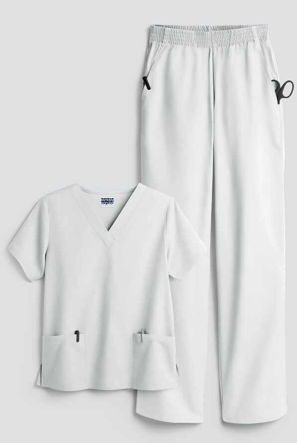 Strictly Scrubs Women's 4-Pocket Scrub Set - White - 1