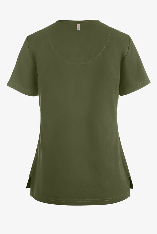 Grey's Anatomy by Barco Spandex STRETCH Bree Women's 1-Pocket Tuck In Scrub Top - Olive - 2