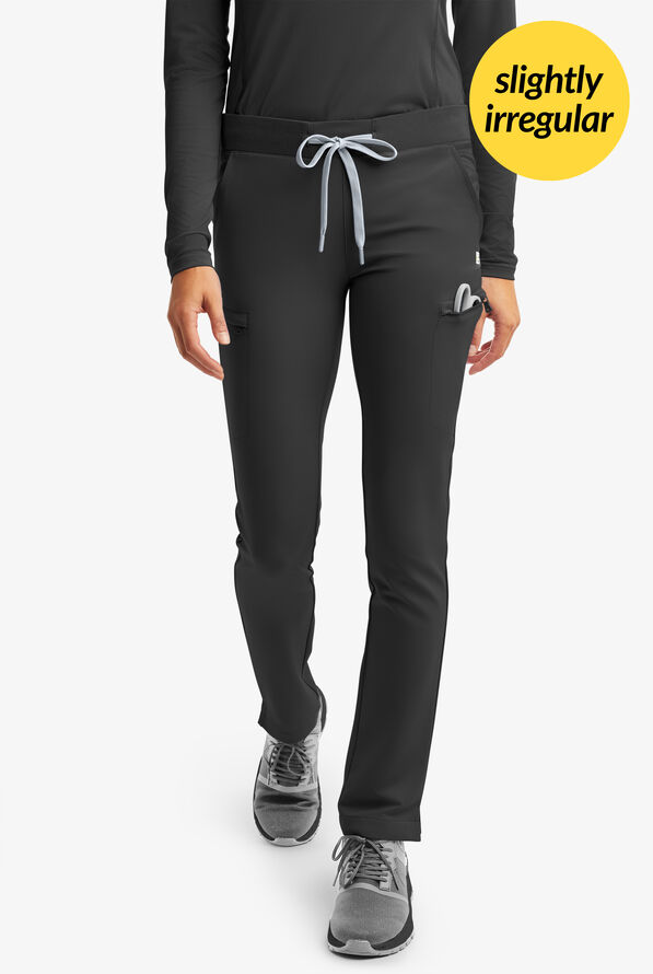 Butter-Soft Women's 7-Pocket Skinny Leg Scrub Pants **Slightly IRREGULAR** - Petite - Black - 1