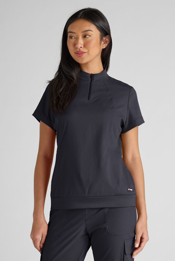 Blusa médica Grey's Anatomy by Barco Emerge Rowen STRETCH con cremallera y 2 bolsillos para mujer - Steel Gray - 1