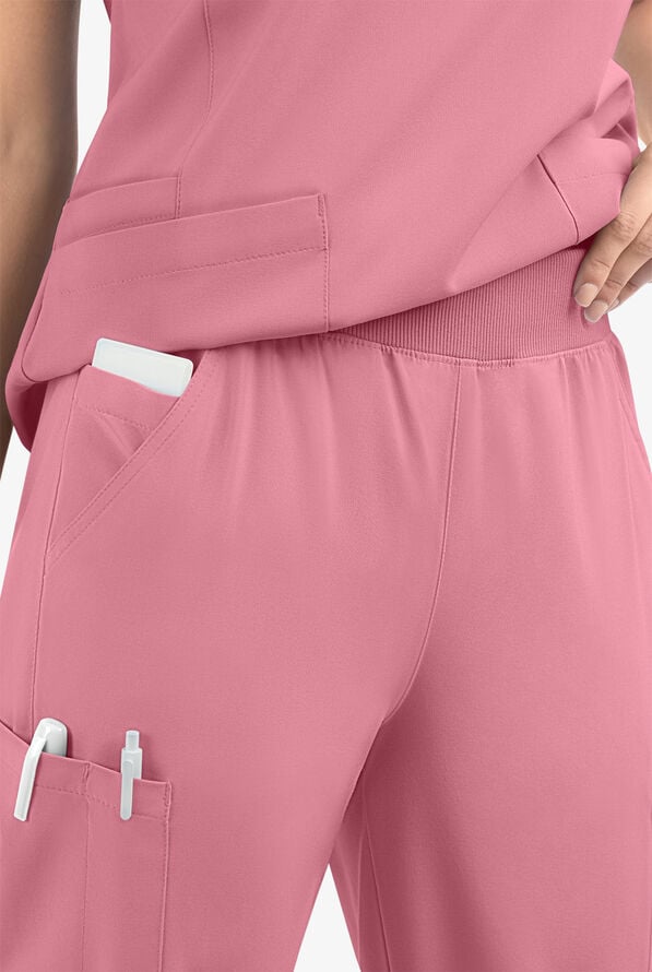 Easy STRETCH Mila Women's 7-Pocket Jogger Scrub Pants - Tall - Cashmere Rose - 4