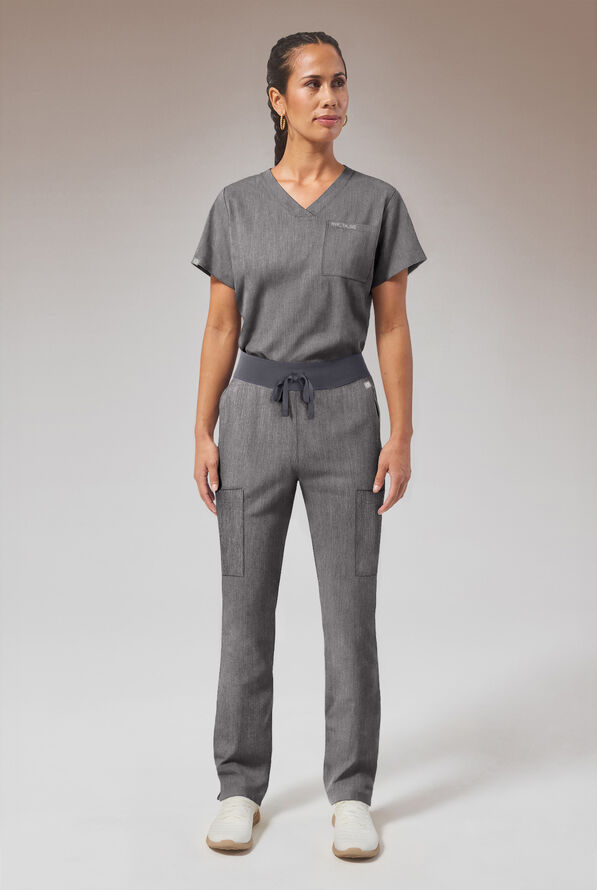Hypothesis Women's Base 7-Pocket Straight Leg Cargo Scrub Pant - Petite - Graphite - 1