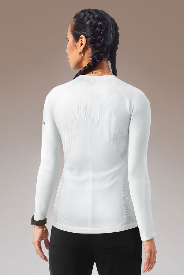 Hypothesis Inner K Contour Women's Long Sleeve Crew Neck Knit Underscrub - White - 2