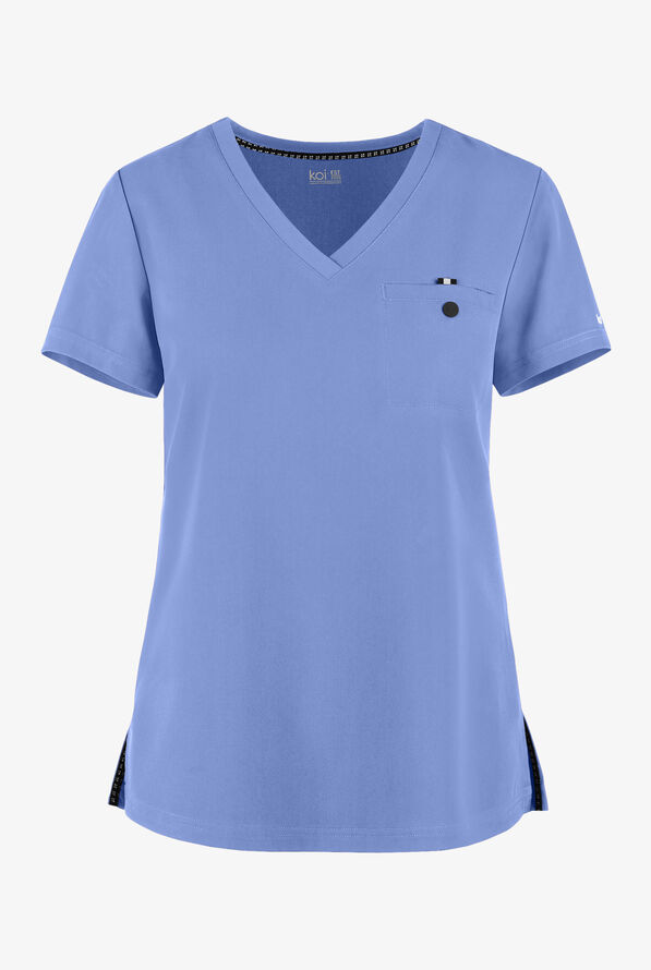 koi Next Gen Ready to Work Women's 1-Pocket STRETCH V-Neck Scrub Top - True Ceil - 1