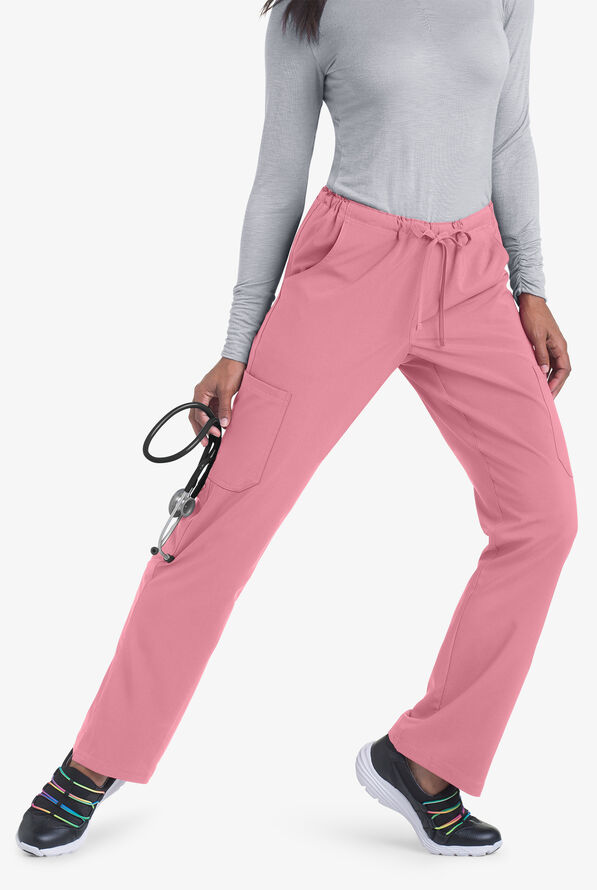 Easy STRETCH Eden Women's 4-Pocket Drawstring Scrub Pants - Petite - Cashmere Rose - 3