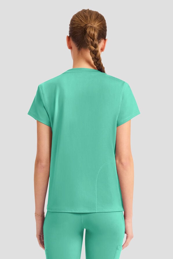Med Couture Amp Knit Women's 2-Pocket STRETCH Crew Neck Scrub Top - Mint Condition - 4