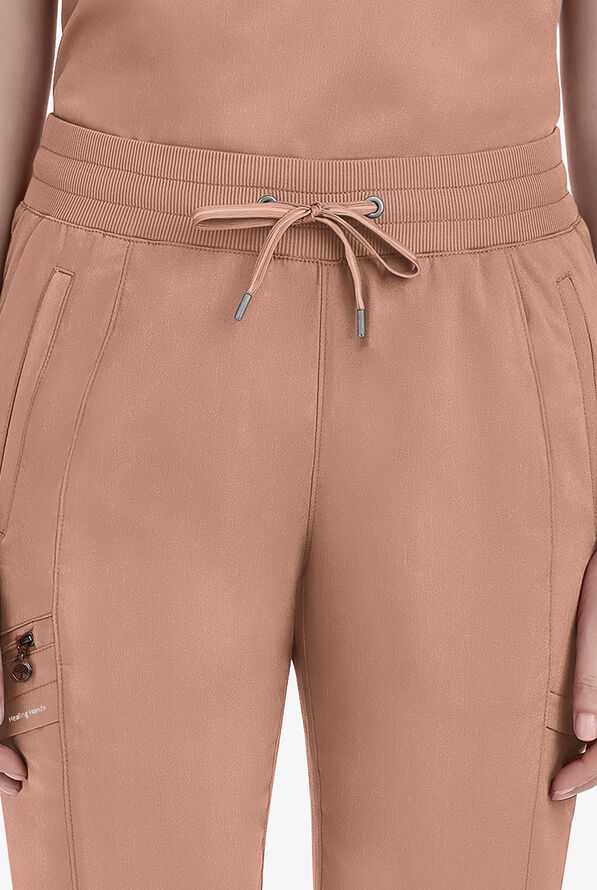 Healing Hands Purple Label Toby Women's 7-Pocket STRETCH Jogger Drawstring Scrub Pant - Santa Fe Tan - 3