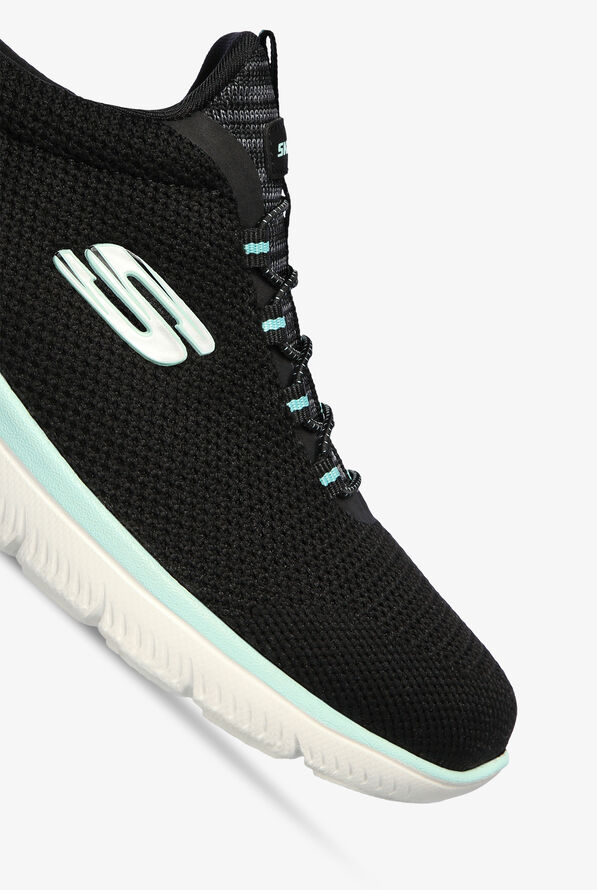 Skechers Sport Women's Summits Cool Classic Black/Turquoise Athletic Slip On Nursing Shoes - null - 3