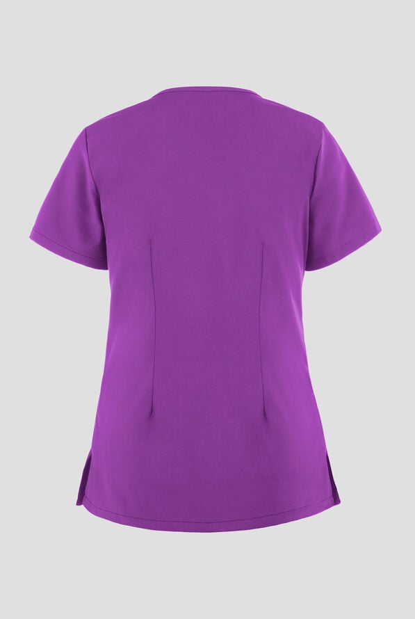 Easy STRETCH Lina Mitered Women's 4-Pocket V-Neck Scrub Top - Fresh Purple - 3
