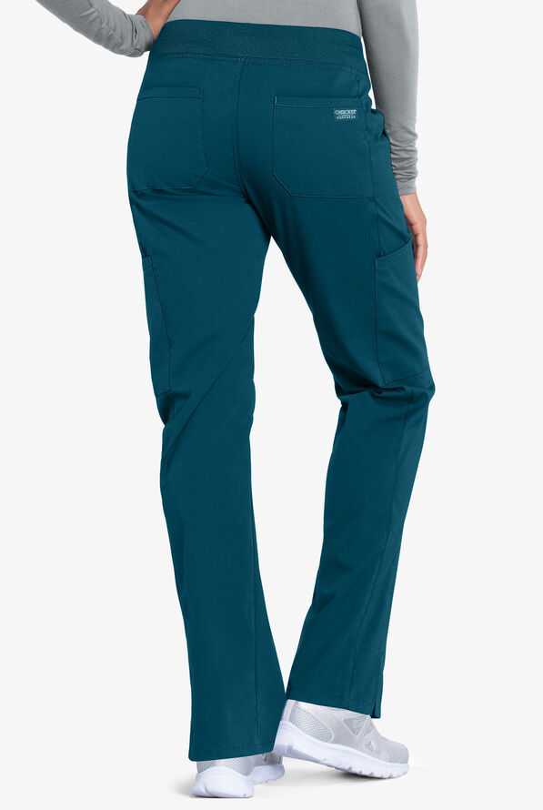 Cherokee Workwear Professionals Women's 6-Pocket STRETCH Pull-On Scrub Pants - Tall - Caribbean Blue - 2