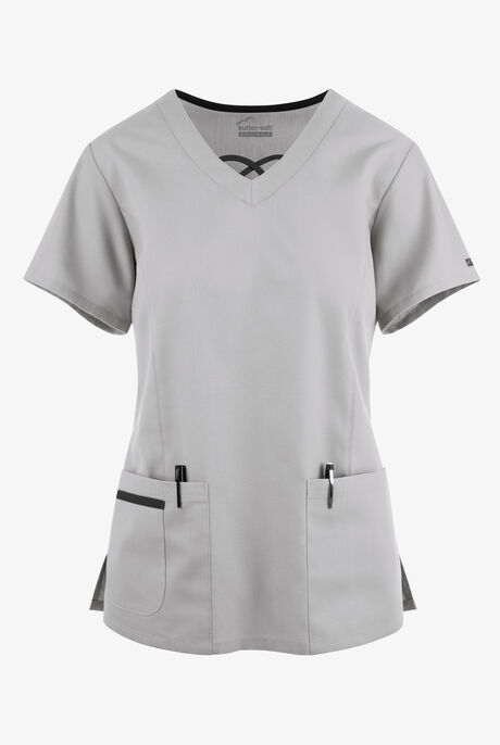 Butter-Soft Originals Women's 3-Pocket Crisscross Contrast V-Neck Scrub Top