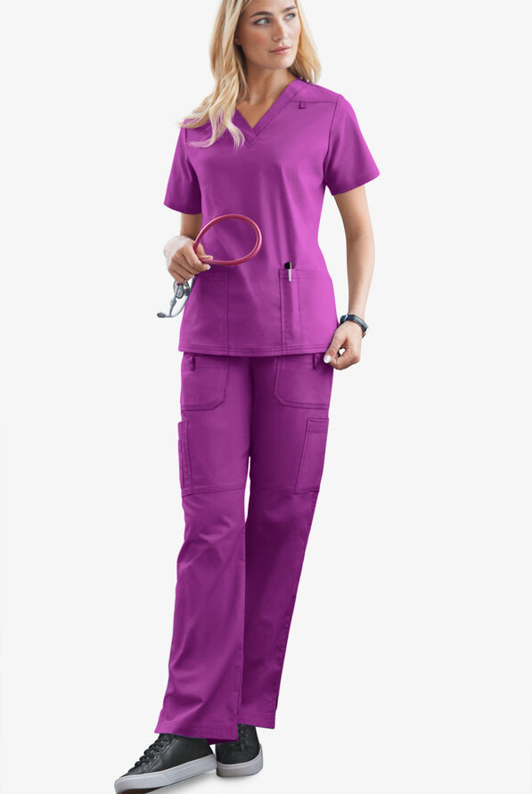 Butter-Soft STRETCH Women's 10-Pocket Drawstring Scrub Pants - Tall - Deep Lavender - 2