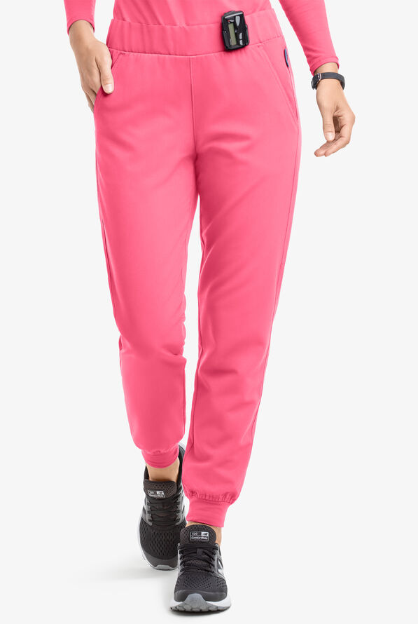 MOVEMENT by Butter-Soft Vega Women's 5-Pocket Flat Front Jogger STRETCH Scrub Pants - Petite - Rose Dusk - 1