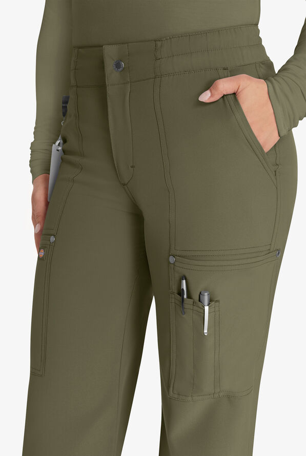 Dickies EDS NXT Women's 5-Pocket Straight Leg Cargo Scrub Pants - Olive - 2