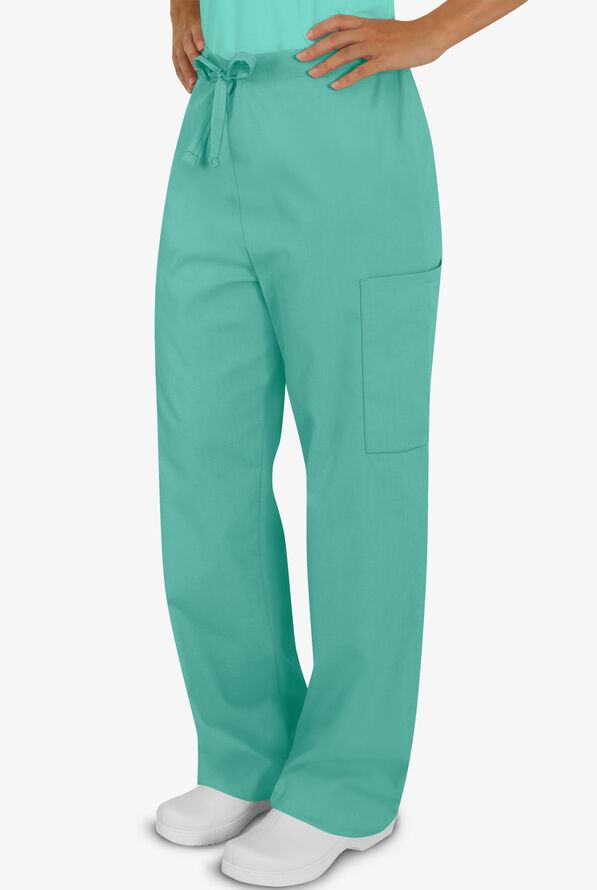 Butter-Soft Core Unisex 4-Pocket Drawstring Scrub Pants - Green Aqua - 1
