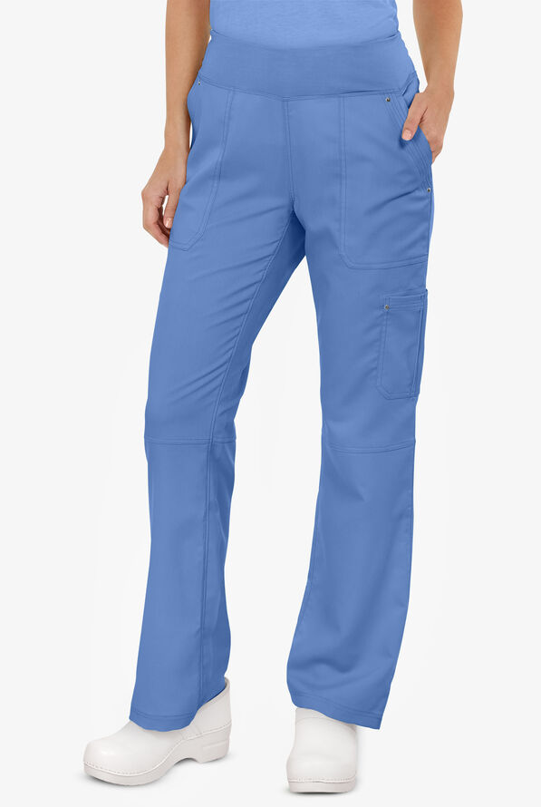Healing Hands Purple Label Tori Women's 5-Pocket STRETCH Yoga Scrub Pants - Tall - Ceil Blue - 1